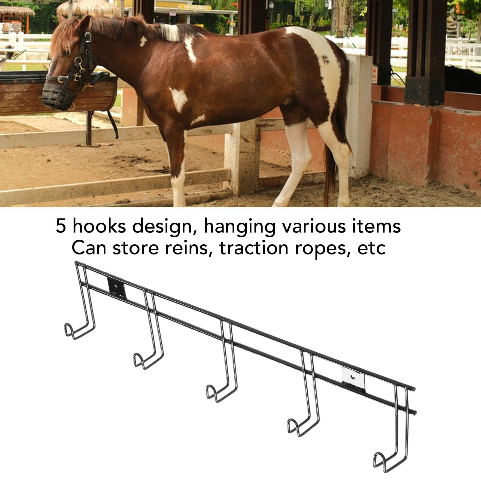 Annadue Soporte para Brida de Caballo, 2 uds., con 5 Ganchos, Colgador de Cabestro Ligero y Portátil para Manta y Sillín de Caballo