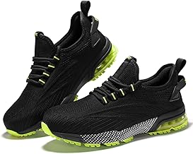 SPIEZ Safety Shoes for Men Women, Safety Sneakers with Composite Toe and Air Cushioning, Breathable Lightweight Work Shoes Black/Black Green Size EU36-46