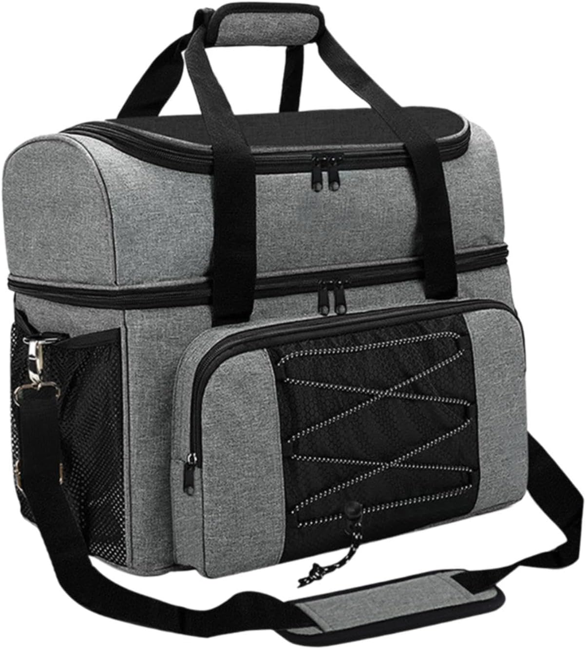 Bowling Ball Bag with Shoe Compartment for Women Men, Sturdy Portable Double Ball Bowling Bag, Bowling Tote for Practice Gym, Gray