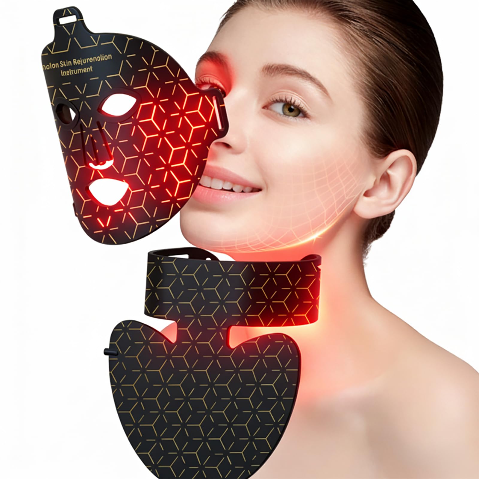 Masque LED Visage & Cou 8 Couleurs – Lumière Rouge 630nm & Infrarouge 850nm, 248 LEDs, Télécommande Sans Fil, Minuteur Auto, Batterie 2600mAh – Appareil Beauté Maison