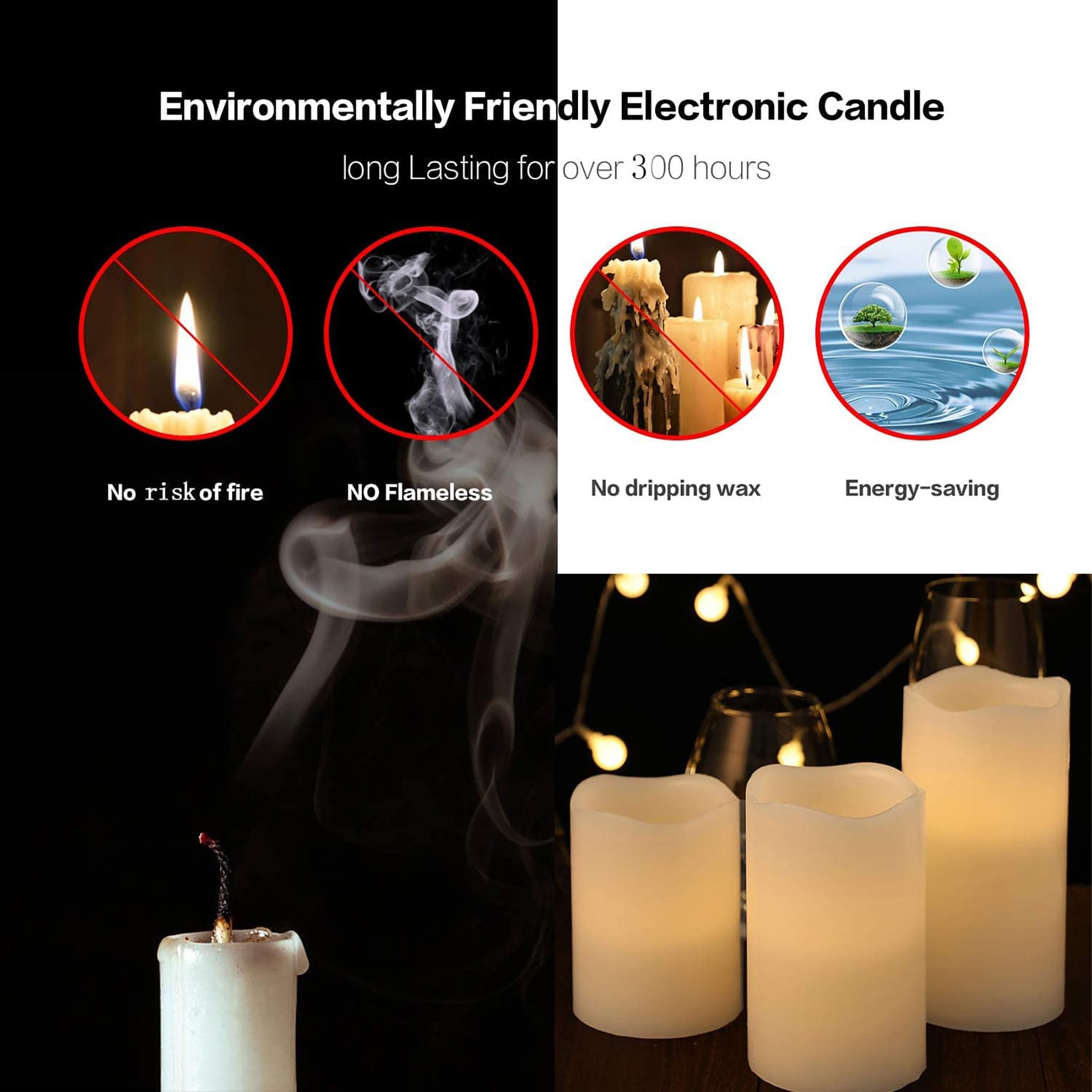 Candele LED Senza Fiamma - 3 Stoppini Con Telecomando E Timer