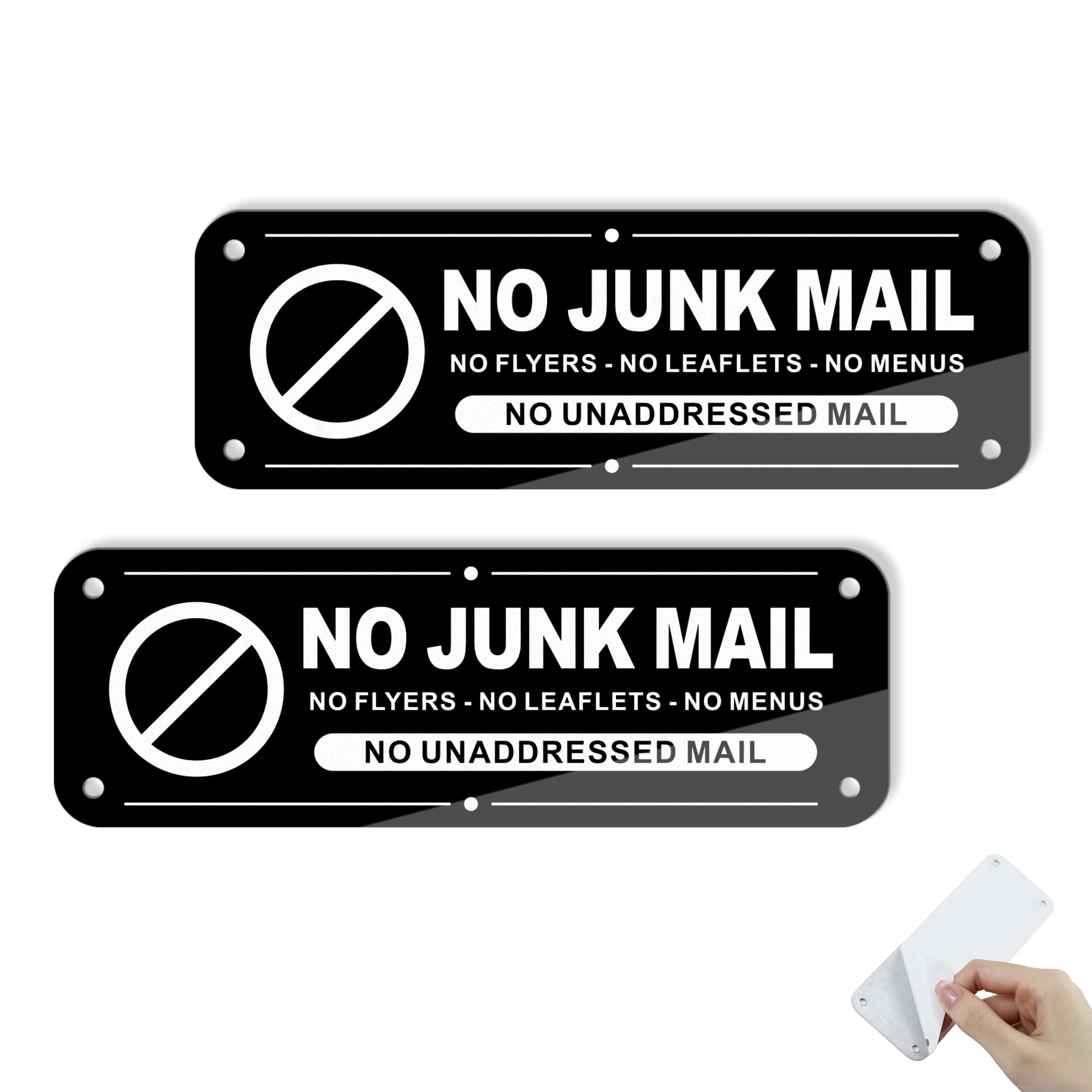 Hivia No Junk Mail Sticker 15x5cm, Reflective Aluminium, 2 Pack