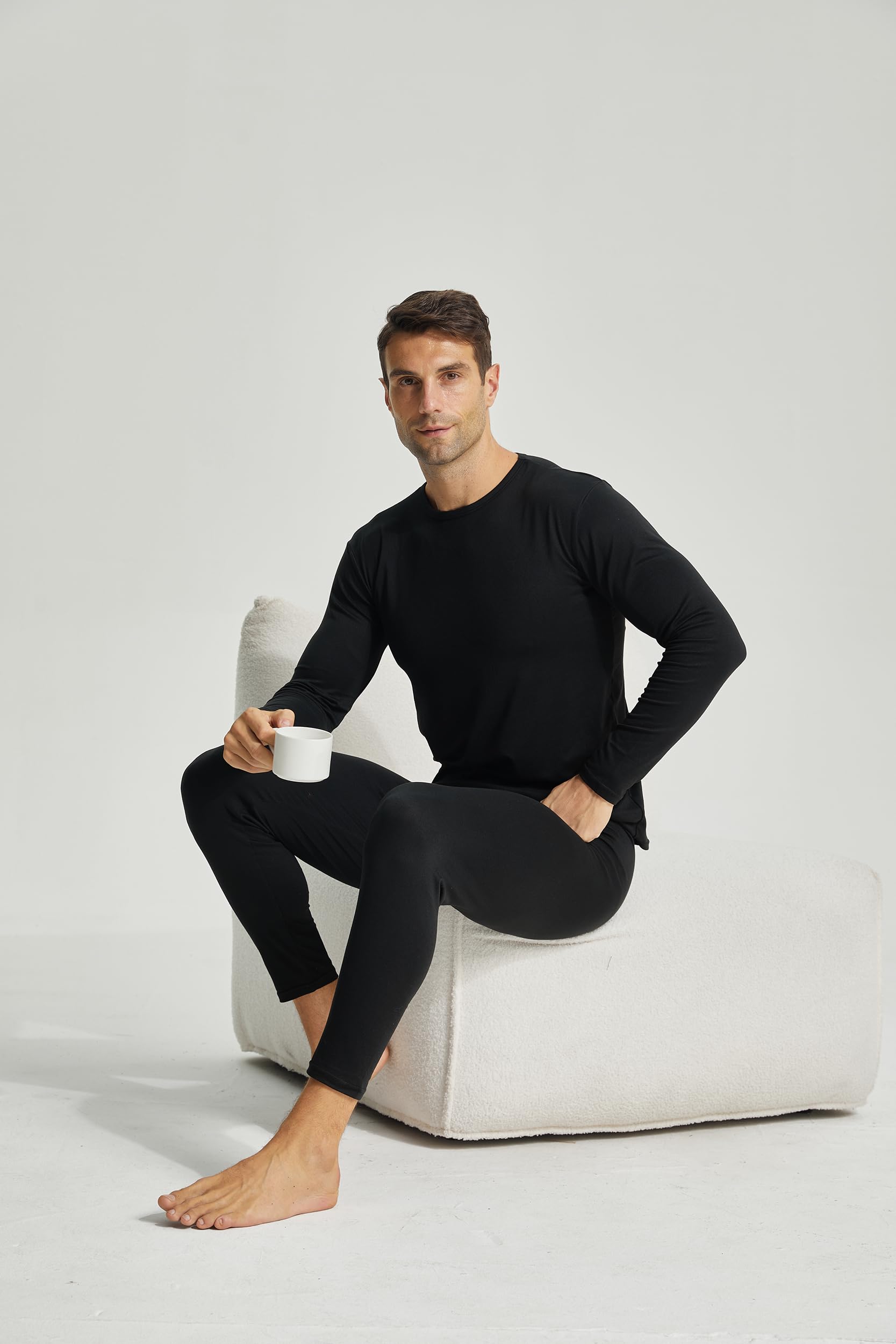 Lot de 2 Caleçons Thermiques Homme Hiver sous-vêtements Chauffants Polaire Ultra Doux Collants Longs pour Ski Sport Vie Quotidienne Leggings pour la Maison