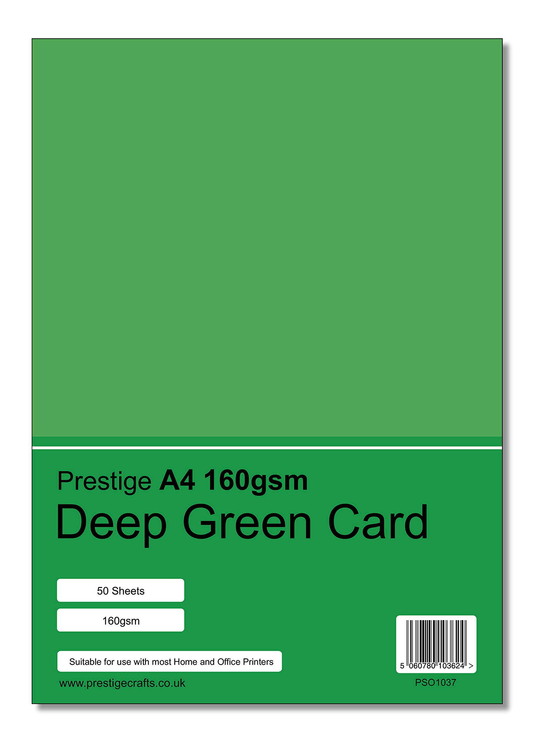 Prestige A4 160gsm Coloured Card Printing Inkjet Laser Craft Card - 50 Sheets per Pack - 20 Colours (Deep Green)
