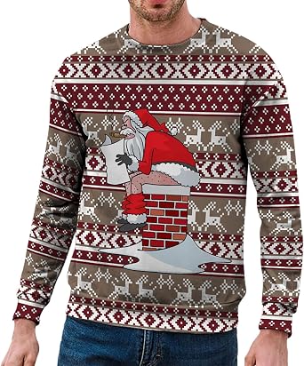Weihnachtspullover Herren Hässliche Weihnachtspullover Große Größen Rundhals Langarm Casual Lustig Christmas Pullover Herren Winter Mit Weihnachts