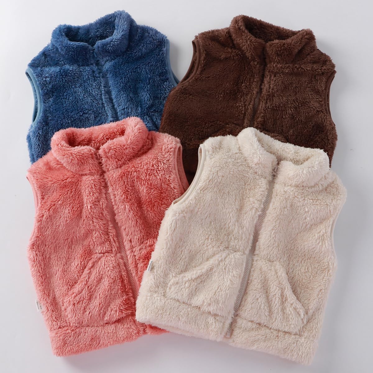AIWUHE Toddler Boys Girls Fleece Vest Kids Polar Fleece Zipper Jacket Sleevless Fall Winter Warm Outerwear With Pockets 6M-5T