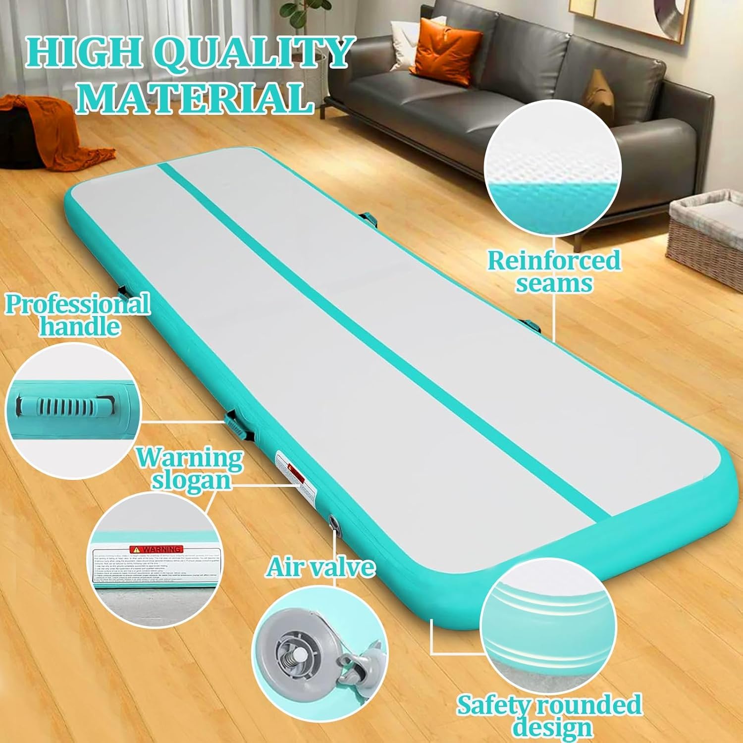 Gymnastikmatte Air Matte Track 3M/4M/5M/6M, Turnmatte Tumbling Matten 10/20CM Höhe mit Komplettes Zubehör, Aufblasbar Gymnastik Matten für zuhause Outdoor Yoga