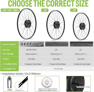 BAFANG G020 48V 500W Front Wheel Ebike Conversion Kit 20 26 700C 28 29
