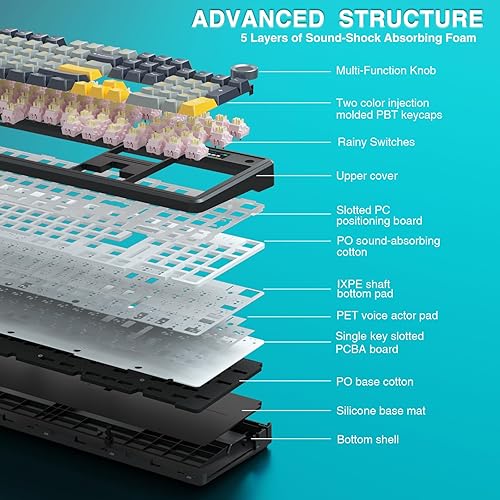 Miniatura 8 de AULA F108 PRO - Teclado mecánico inalámbrico con pantalla y perilla, teclado para juegos intercambiable en caliente con batería de 8000 mAh
