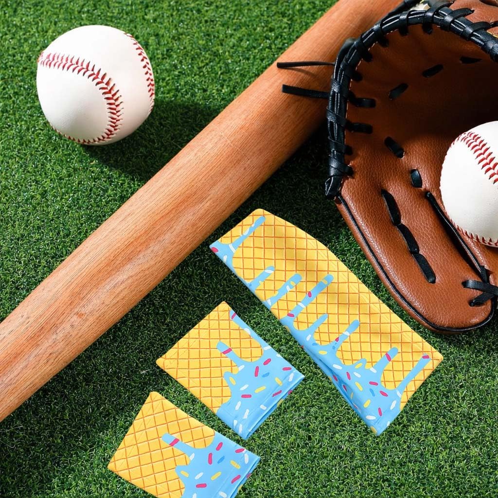 12 PCS Ice Cream Baseball Headbands & Wristbands, Elastic Polyester Sports Sweatbands for Baseball Basketball Gym Running, Drip Party Favors for Men Women