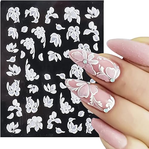 Miniatura 5 de Calcomanías de uñas de verano 5D en relieve, calcomanías de arte de uñas con diseño floral colorido de primavera, calcomanías de uñas con forma de