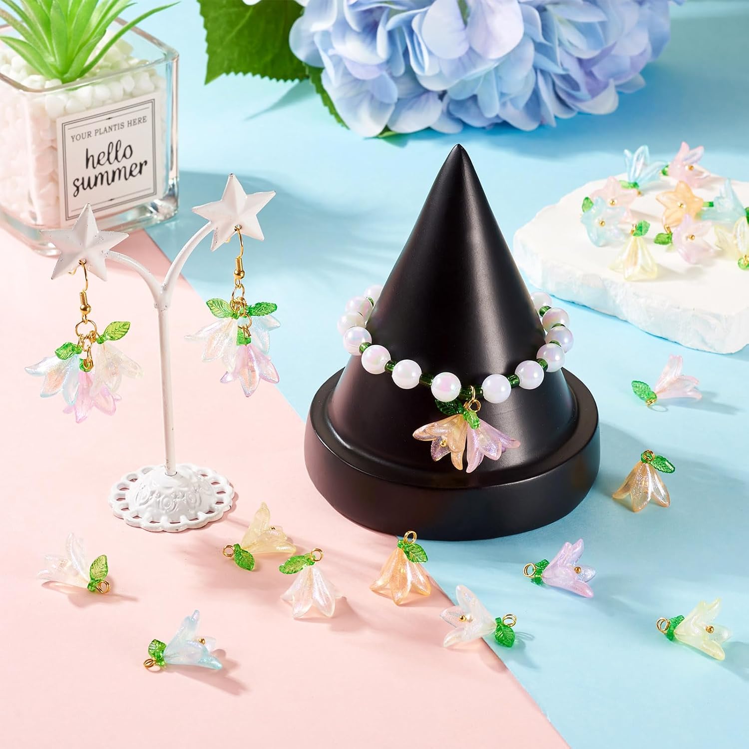 Cheriswelry 24Pcs Flower Earring Charms Acrylic Floral Bracelet Pendants Colorful Hang Ornament 18mm for DIY Craft Necklace Choker Keychain Jewelry Making - Image 3