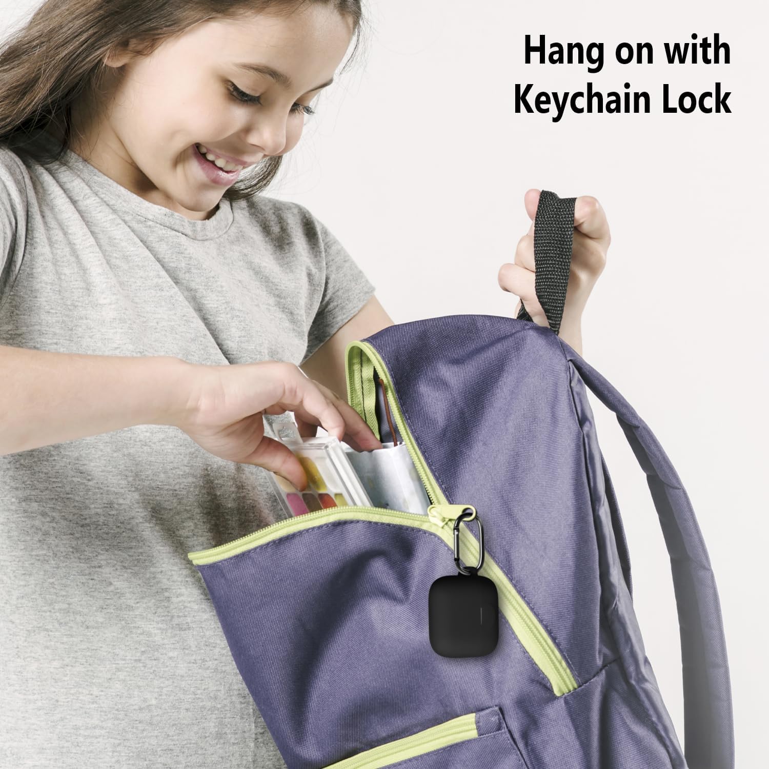 Geiomoo Silicone Case for EarFun Air Pro 4+, Soft Flexible Scratch Resistant Protective Cover with Carabiner (Black) - Image 6