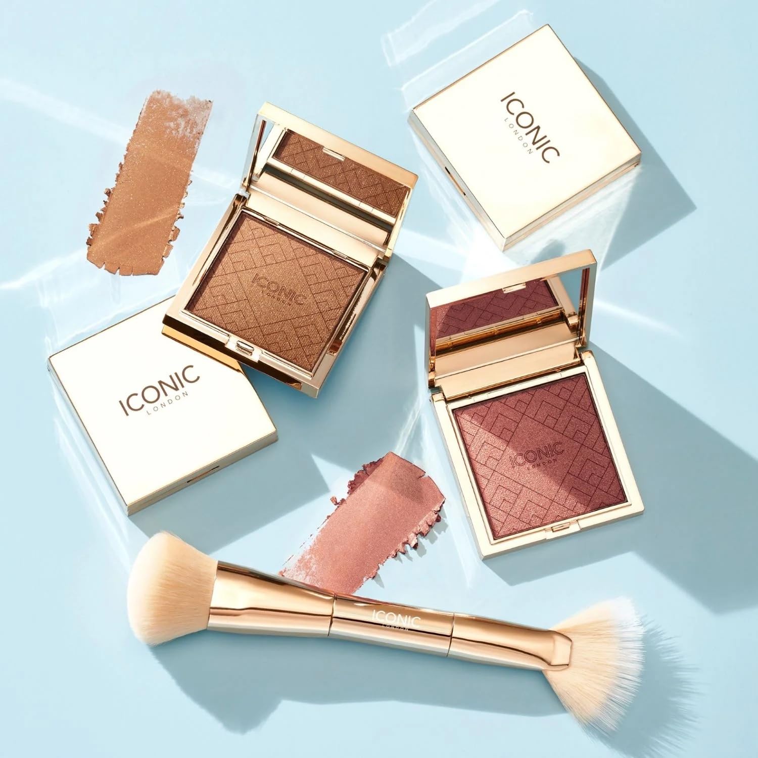 ICONIC LONDON Cheek Glow Duo Brush | Dual-Ended Makeup Brush