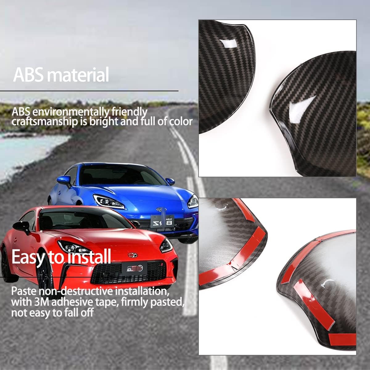 CHEAYAR ABS Car Interior Center Consoles Decoration Cover Trim kit for Subaru BRZ Toyota 86 Accessories 2012-2020 (Auto Door Handle Cups Protective Pad, Carbon Fiber)