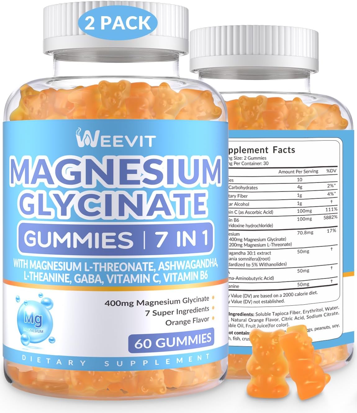 Magnesium Glycinate Gummies 400mg with Magnesium L