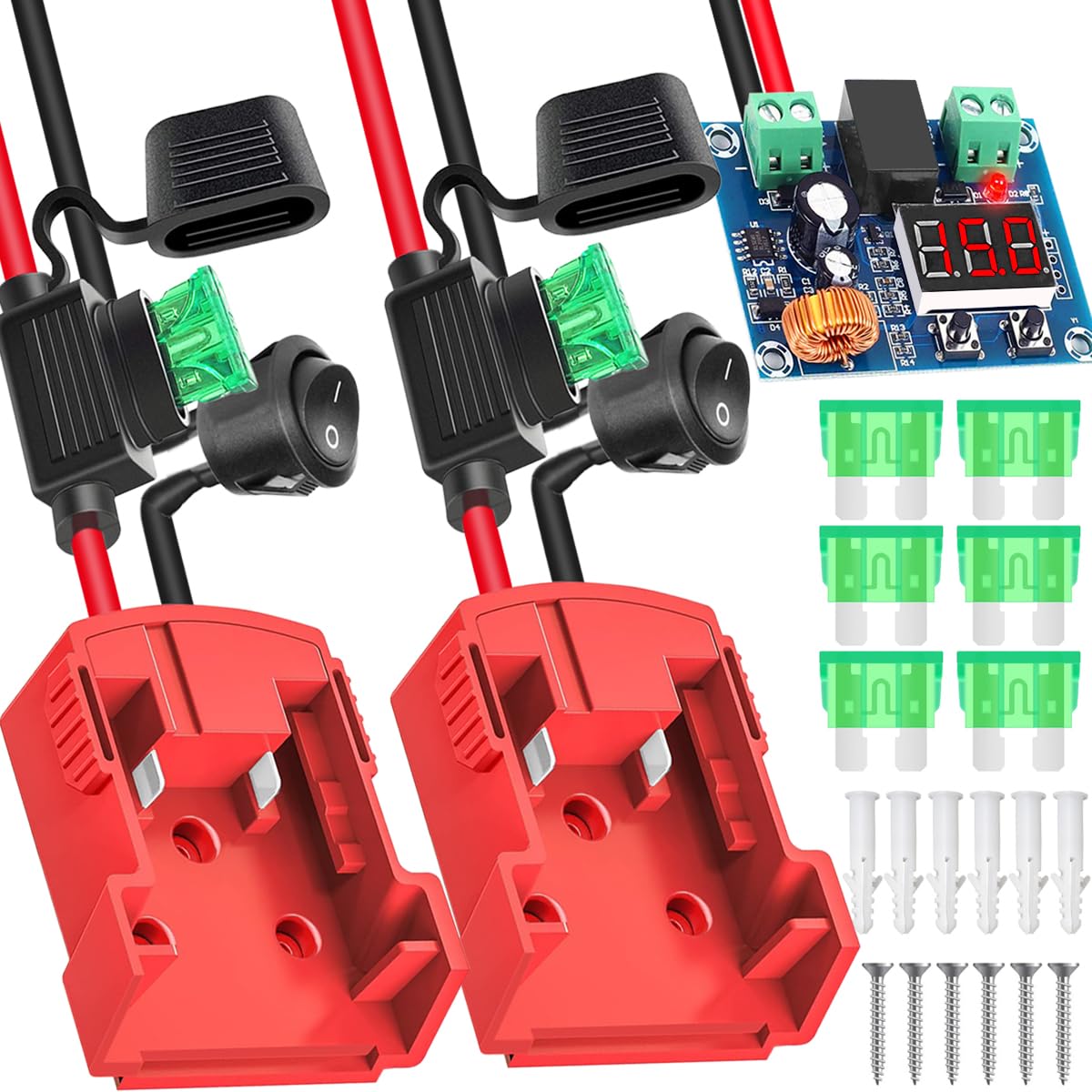 2 Pièces Adaptateur pour Milwaukee M18 18V Adaptateur de Batterie Power Wheels, Convertisseur pour Bricolage Lumière RC Truck Car, 12AWG Wire, Connecteur de Batterie d'Outil de Puissance