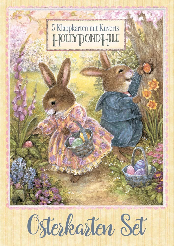 Easter Card Set Frohe Ostern!: 5 Greeting Cards for Easter with Envelopes Easter Card Set, Easter Cards with Rabbits, Holly Pond Hill
