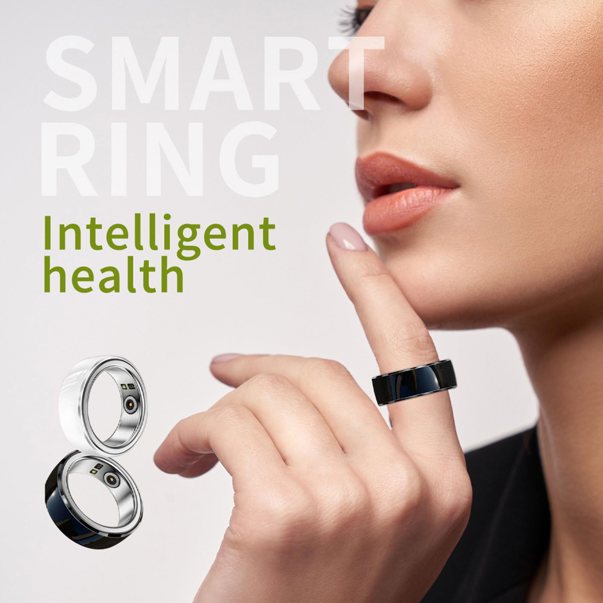 CNBRO Smart Ring Health Fitness Rings Waterproof Activity Trackers Heart Rate Monitor Calorie Counter Sleep Tracker Long Battery Life Fashion Ceramic Ring for Men Women, 10, black, JYR8FS