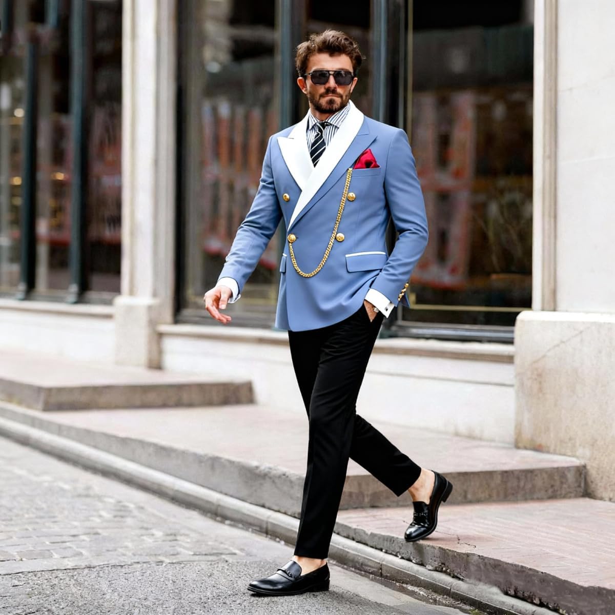 Men's 2 Piece Double Breasted Suits Tuxedo for Men Slim Fit Suit Formal Wedding Prom - Image 3