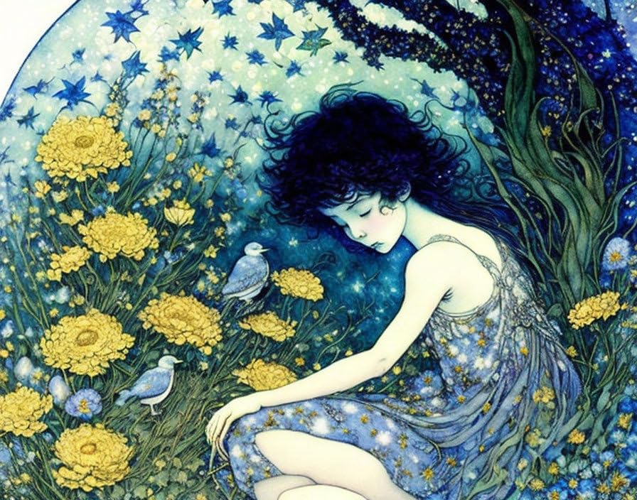 Poster enfantin de la mort et oiseaux 50x70 cm pour sublimer votre deco de salon