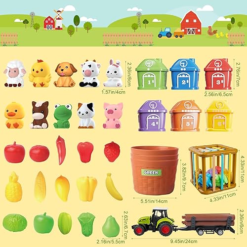 Miniatura 5 de TingingYuli Juguetes Montessori para niños de 1, 2, 3 años, 4 en 1, animales de granja, juguetes de granero para niños pequeños de 1 a 3 años, juego
