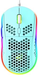 RGB Honeycomb Lightweight Gaming Mouse, 6 Programmable Buttons, 6 RGB Backlight Modes & 6400 DPI Adjustable, USB Wired, Plug & Play, Compatible with Windows, Mac, Laptop, PS4, XBox - Green