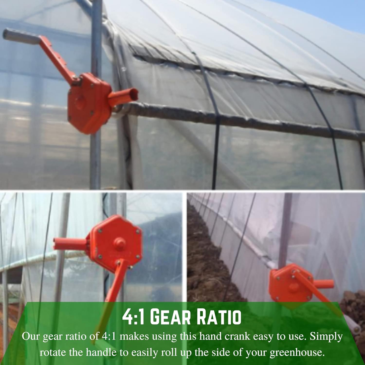 Farm Plastic Supply - Manual Winch Greenhouse Hand Crank - (2 Pack) - Metal Hand Crank for Greenhouse Vent, Winch Gear Roll Up Opener