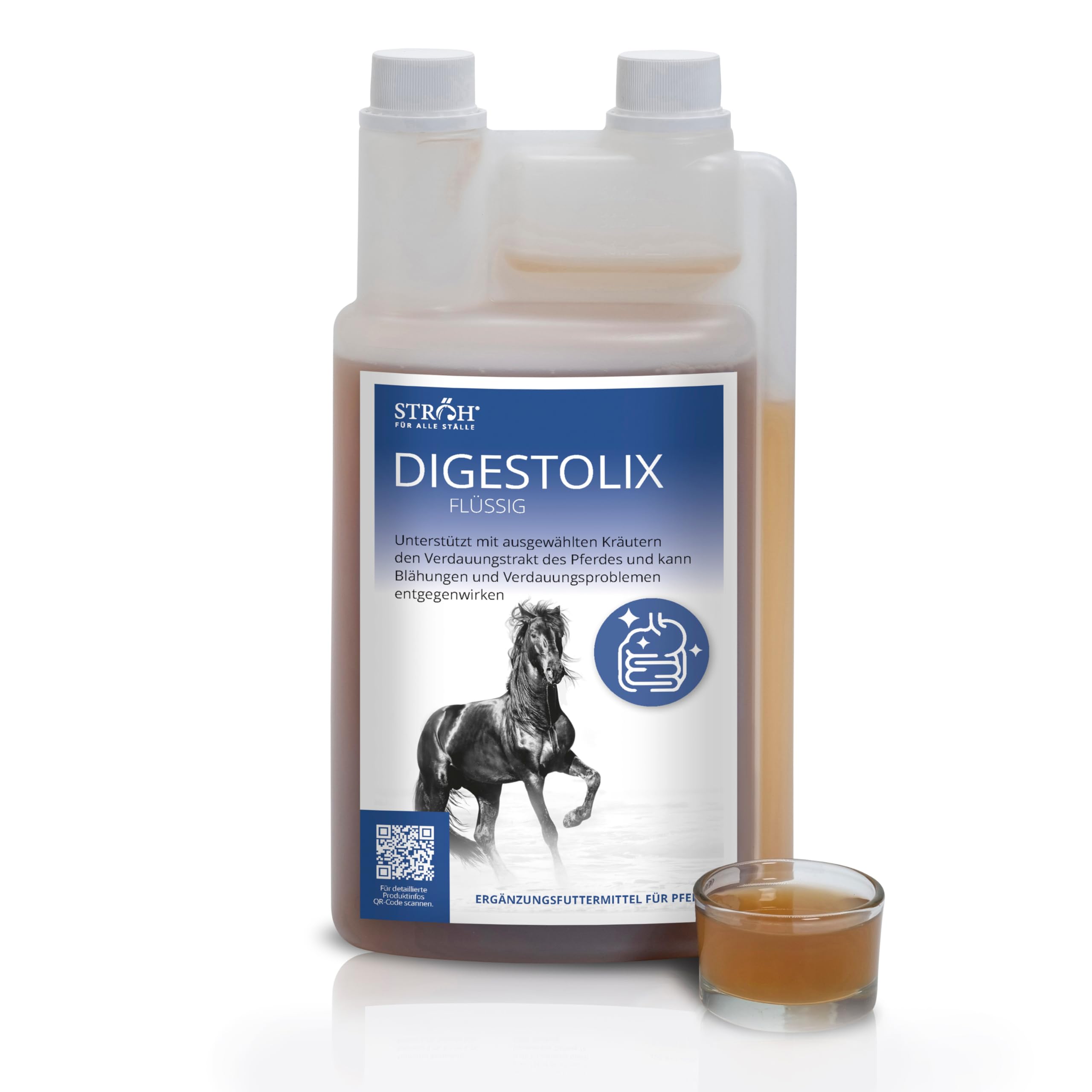 STRÖH DIGESTOLIX (1l) • Kräuter Elixier zur Unterstützung der Verdauung für Pferde • Darmkräuter & Verdauungskräuter Pferd • Natürlicher Magenschutz Pferd • Darmkur für Pferde