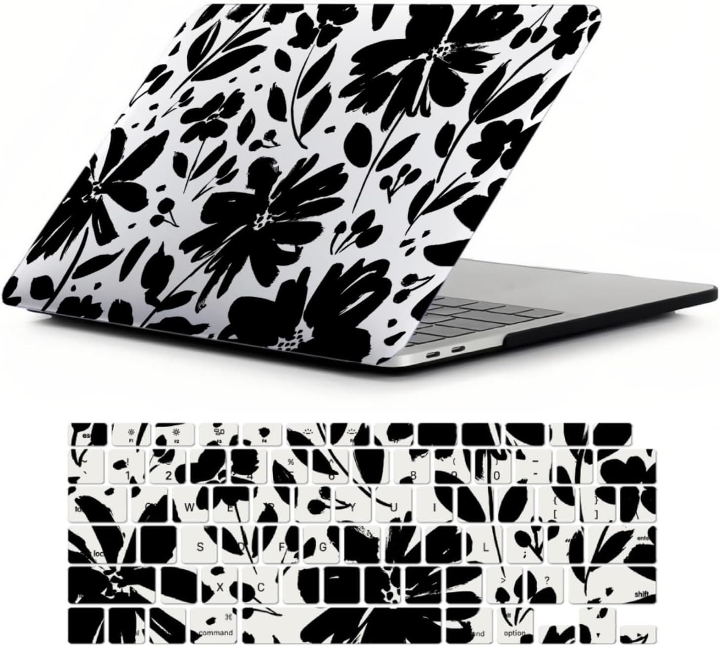 Case Compatible with MacBook 12 inch Model A1534 A1931 Release 2017 2016 2015 with Retina Display, Unisex Printed Pattern Plastic Hard Shell Portable Laptop Case and Keyboard Skin, Ink Flower