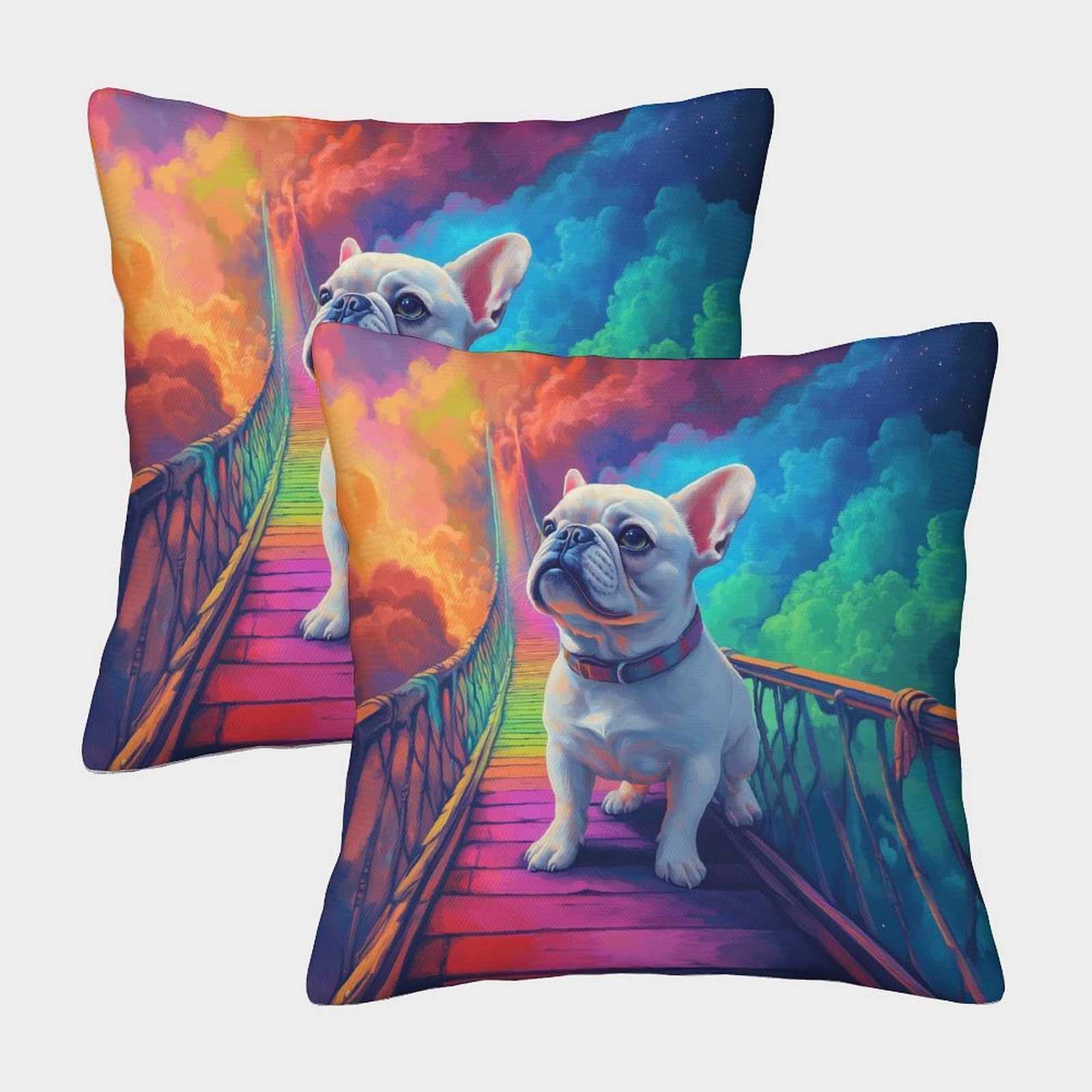 FELASBUID FRENCH BULLDOG Pillow Cases 2 Pack Cozy Pillowcases Animal Cushion Covers with Invisible Zipper Decorative Couch Living Room 45x45cm