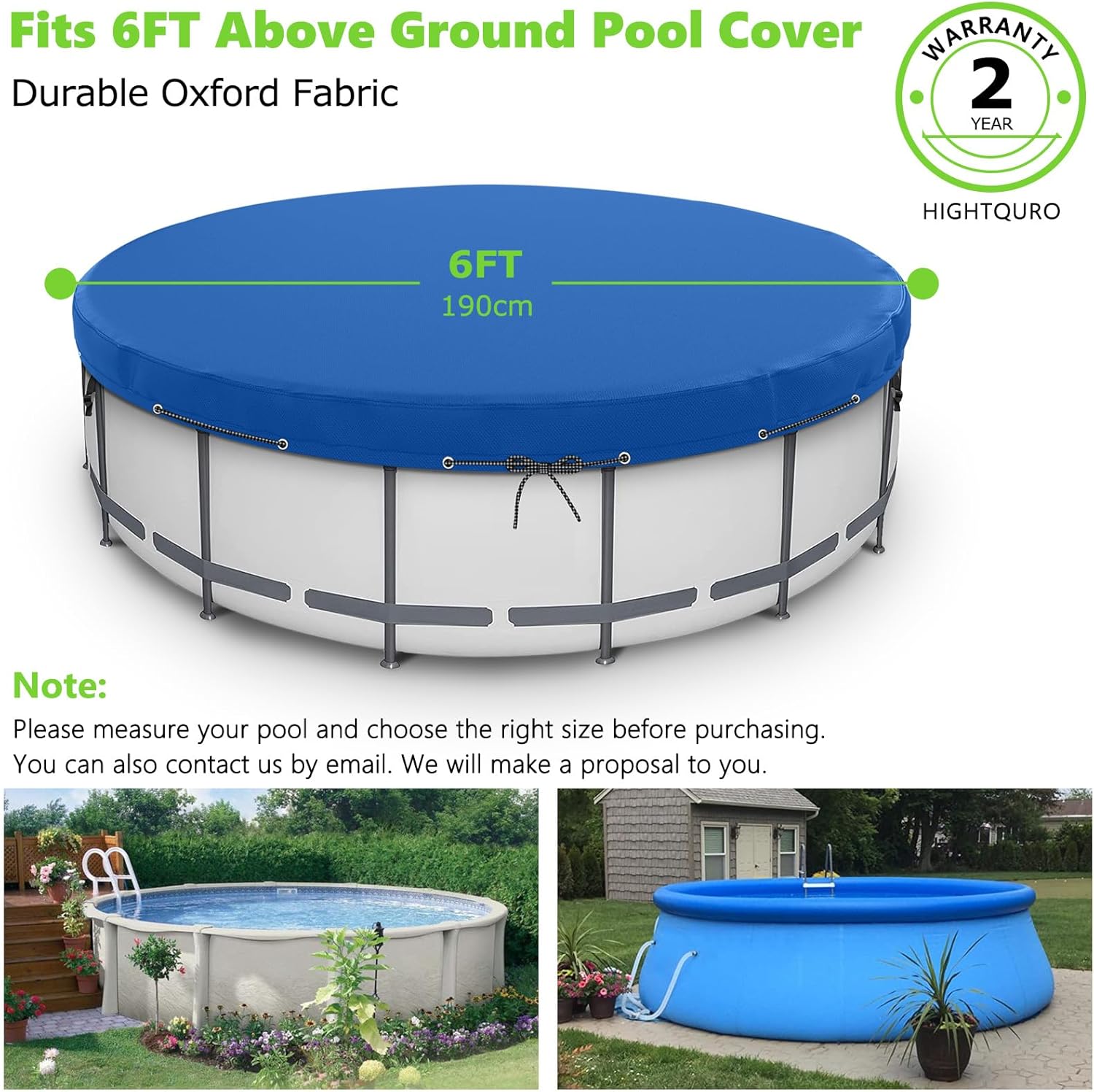7Ft Round Pool Cover for Swimming Pools with Tie-Down Ropes and Sandbags Increase Stability, Waterproof and Dustproof, Blue