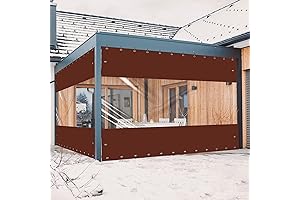 Outdoor Vinyl Curtain Set, Set of 2 8'H x 8'W Weather Resistant...