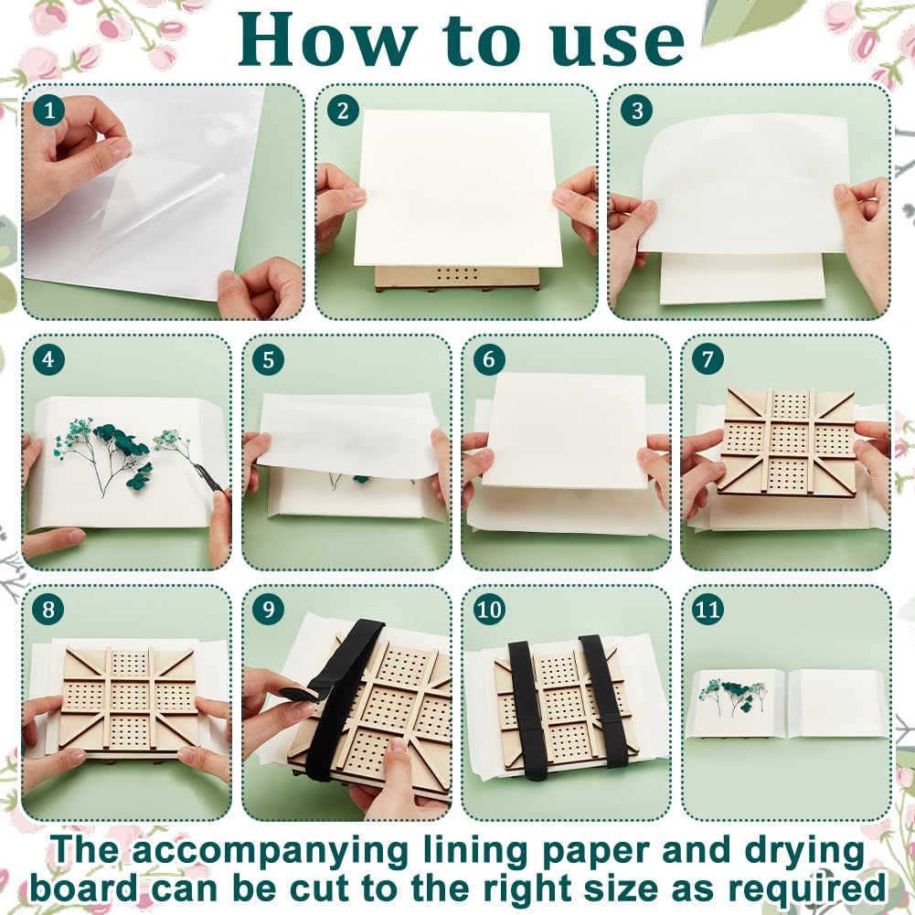 AHANDMAKER Flower Art Press Kit, Including Bloting Paper, PVC Film, Cable Ties - Image 3