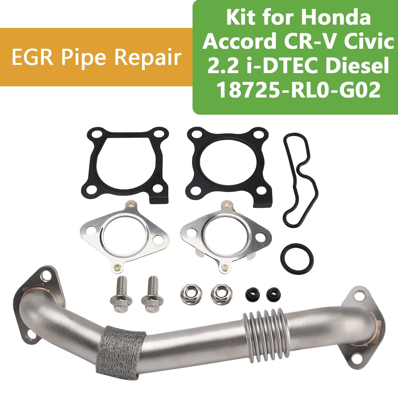 Topteng EGR Pipe Repair Kit 18725-RL0-G02 Apto para Honda Accord 2.2 iDTEC 2008-2015, CR-V 2.2 iDTEC 2010-2014, Civic 2.2 iDTEC 2011-2015, Apto para All N22B iDTEC Engines