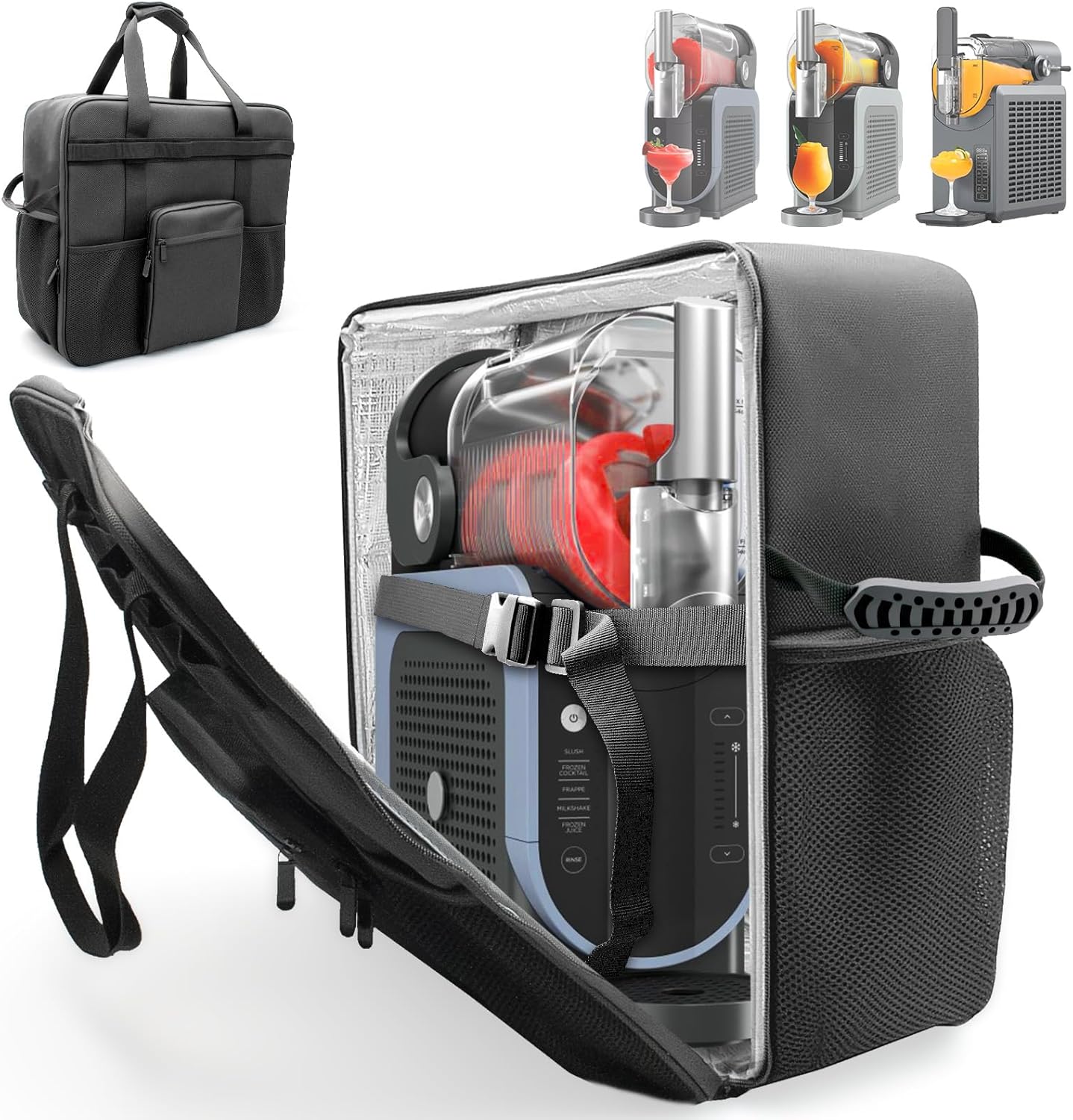 Carrying Bag for Ninja SLUSHi Slushie Machine - Easy Access Front Panel, Insulated Easy-Clean Lining with Multiple Pockets, Rugged Outdoor Case for Ninja FS301 Accessories