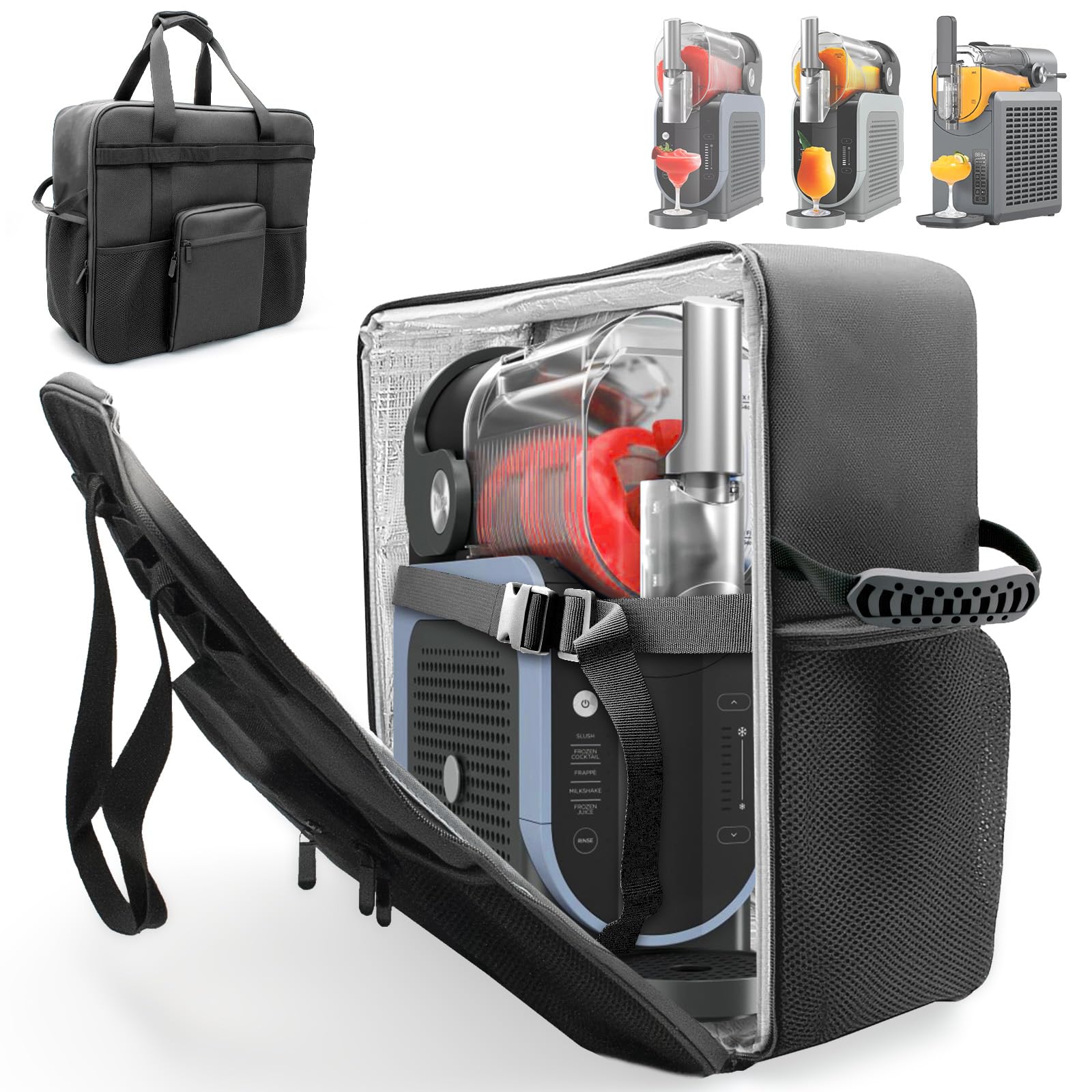 amiumuca Carrying Bag for Ninja SLUSHi Slushie Machine - Easy Access Front Panel, Insulated Easy-Clean Lining with Multiple Pockets, Rugged Outdoor