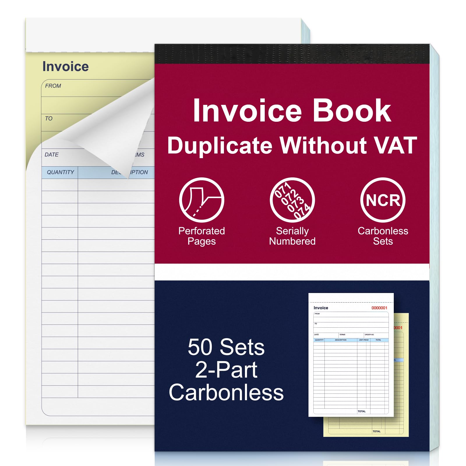 1 Pack Duplicate Invoice Book A5 Invoice Book Without VAT
