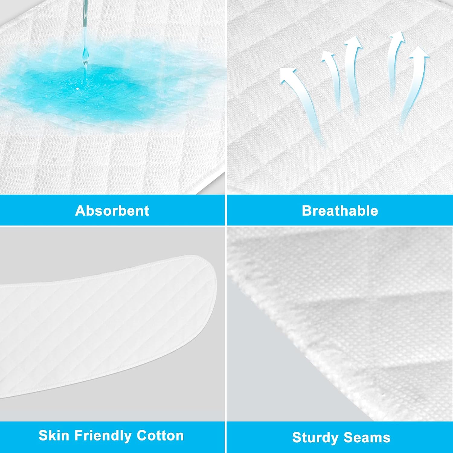 KimYoung Washable Cotton Tummy Liners for Sweat Rash Under Belly Pads 3PCS