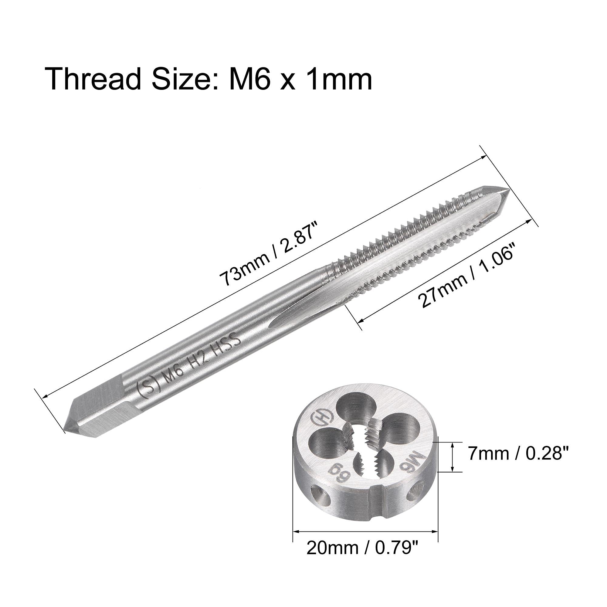 Juego de machos y terrajas métricos M6 x 1 mm, machos de roscar a máquina con Matriz de roscado Redondo, Kit de machos y terrajas para reparación de roscas de Tuercas, Tornillos y Pernos.