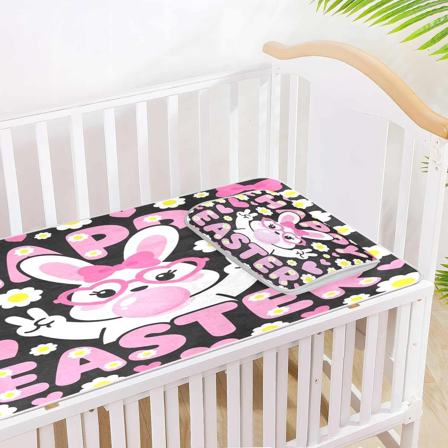 Cooling Baby Mattress pad Protector 28" x 52" Ultra Soft Easter Day Women Girls Mattress Protector Pads for Baby&Toddler
