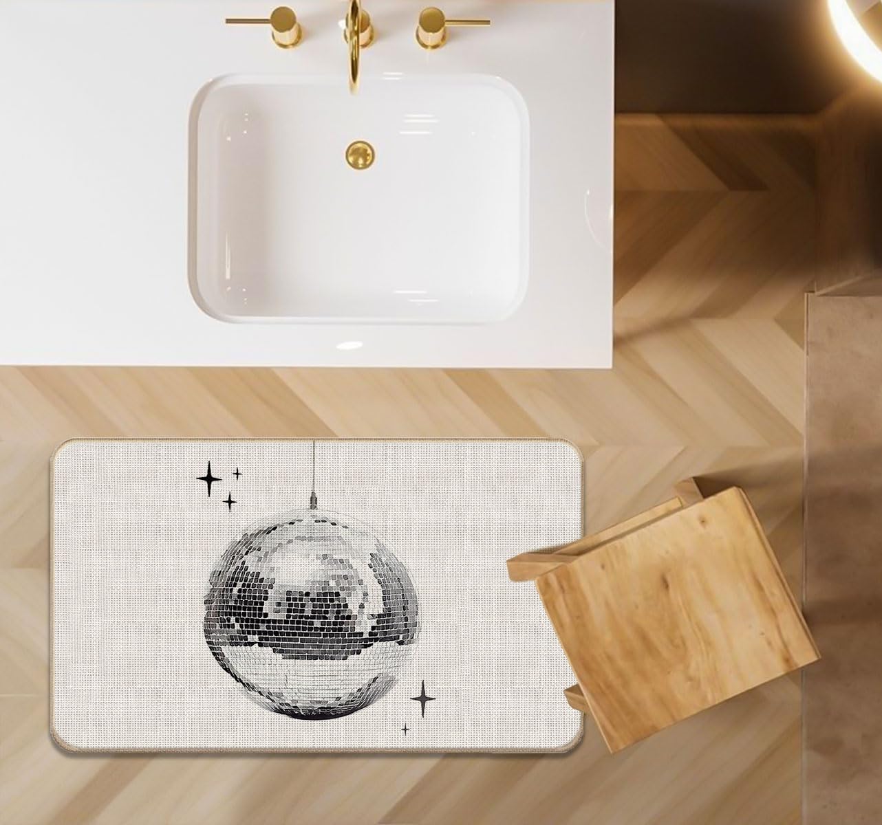 Retro Disco Ball Front Door Mat Indoor Outdoor Entrance,Disco Ball Cowgirl Dorm Room Decor, 17"X30"