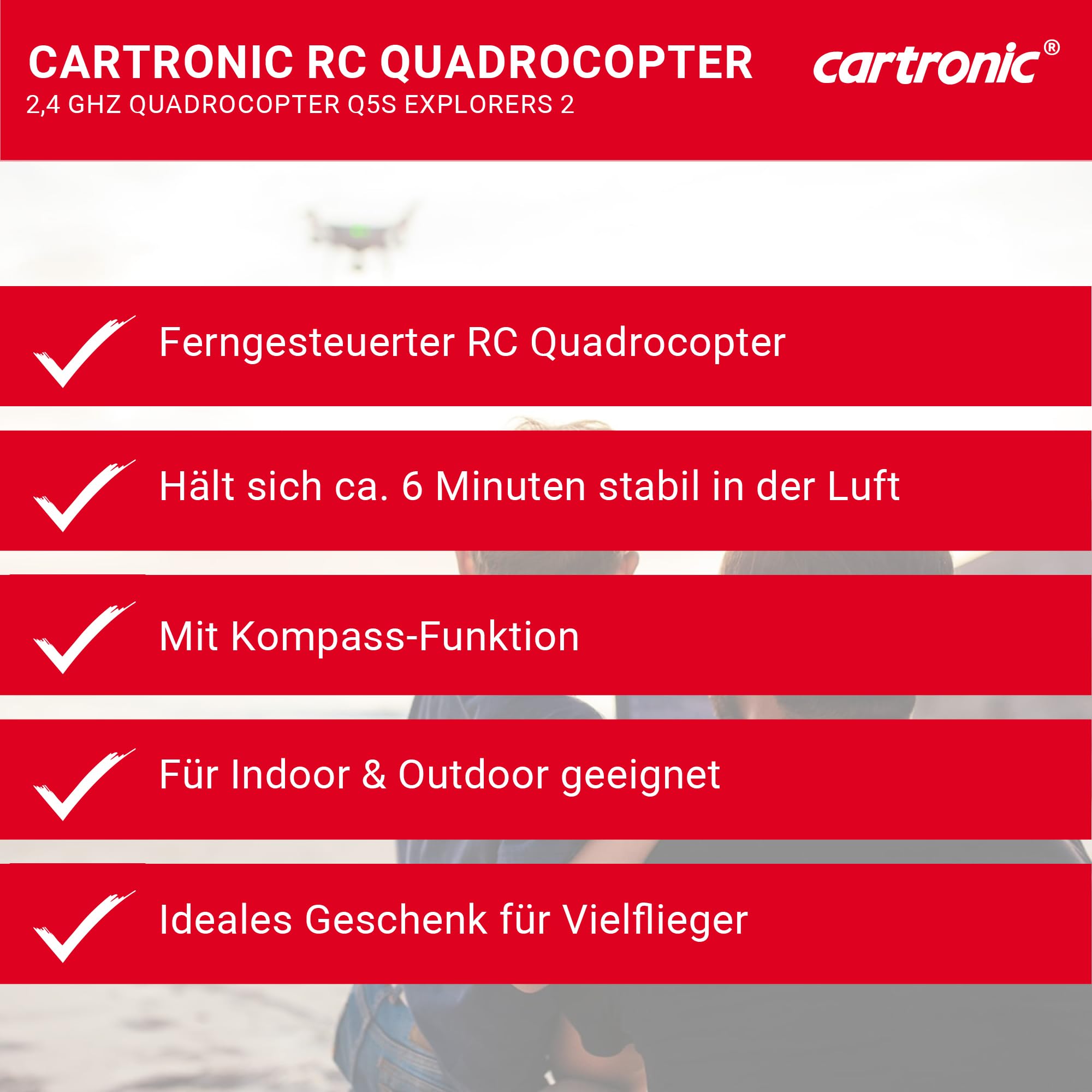 2.4 GHz Quadrocopter Q5S Explorers mit Kamera, schwarz, 32,0 x 32,0 x 10,5 cm I Ferngesteuerte Drohne mit Kamera, Headfree Control & LEDs I Drohne für Anfänger geeignet I Ab 14 Jahre