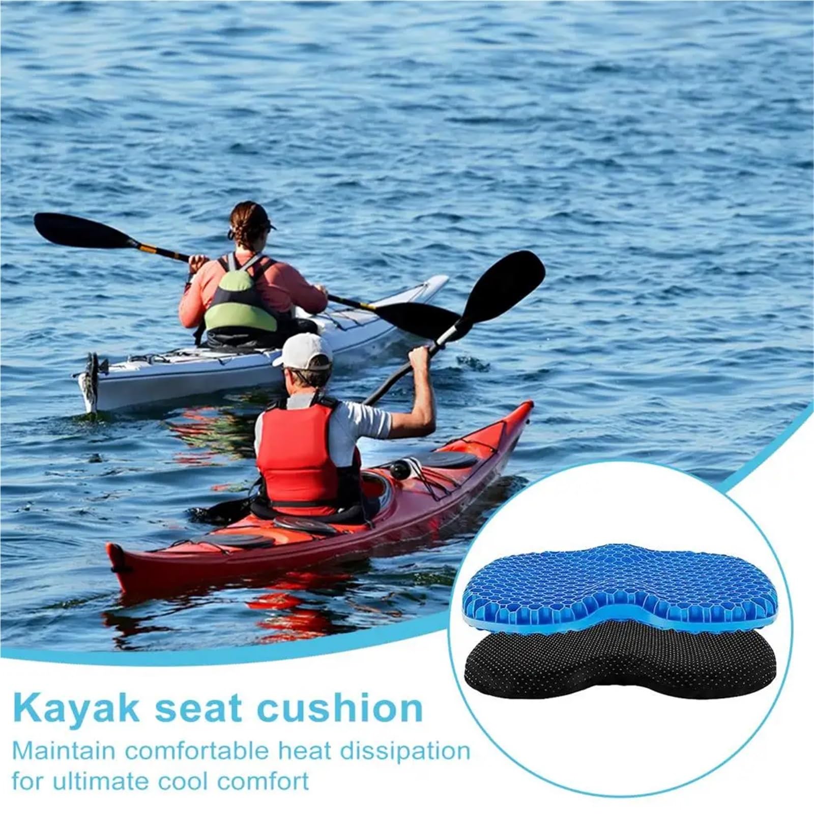 Cojín de Asiento de Kayak, Grueso, Impermeable, de Gel, con Funda Antideslizante, Inflable, for Canoa y Kayak.