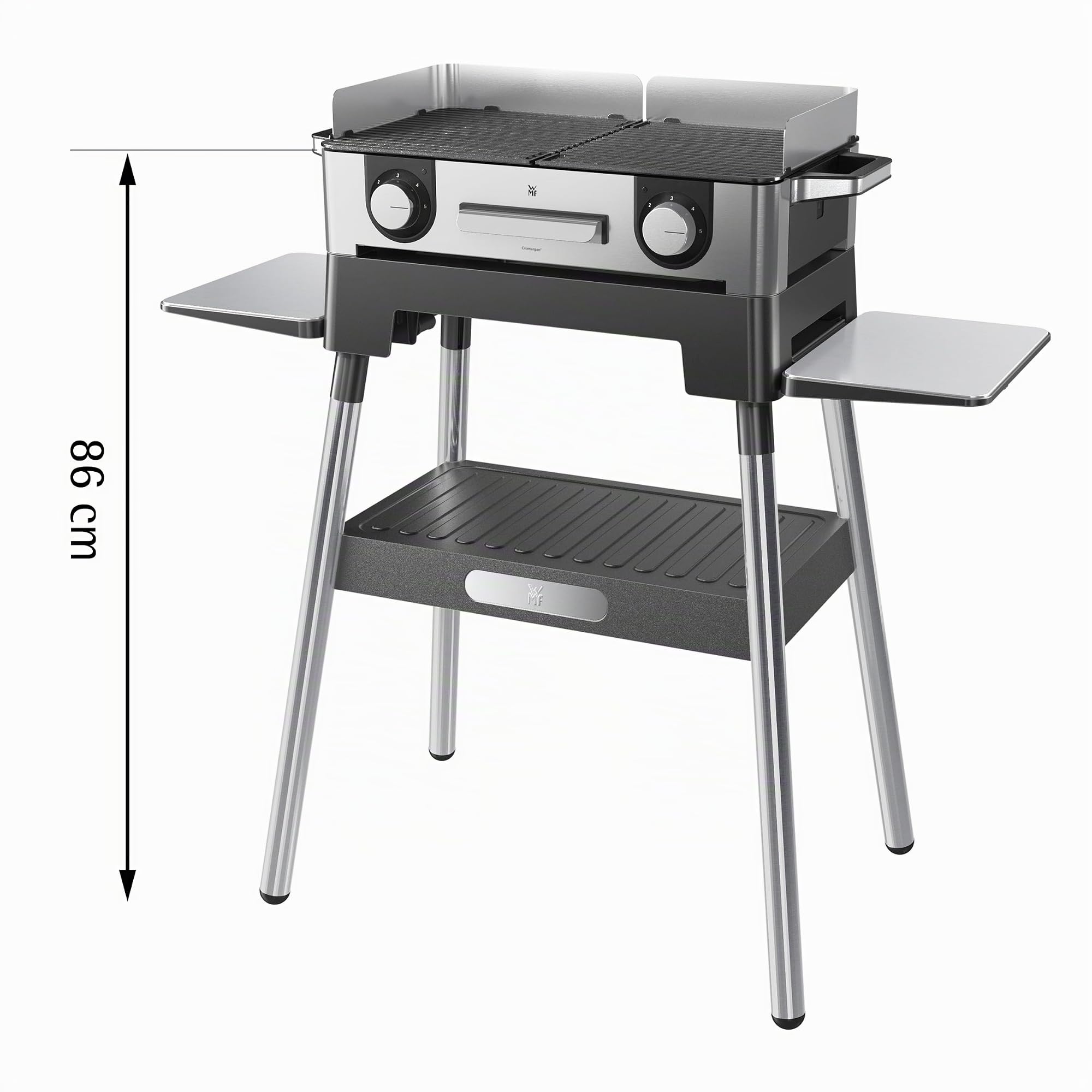 WMF Lono - Base para barbacoa de 92,7 x 75,0 x 43,8 cm, estable y segura, estantes laterales plegables, compatible con la parrilla Lono Master y la parrilla de mesa Lono plana y acanalada, cromargan