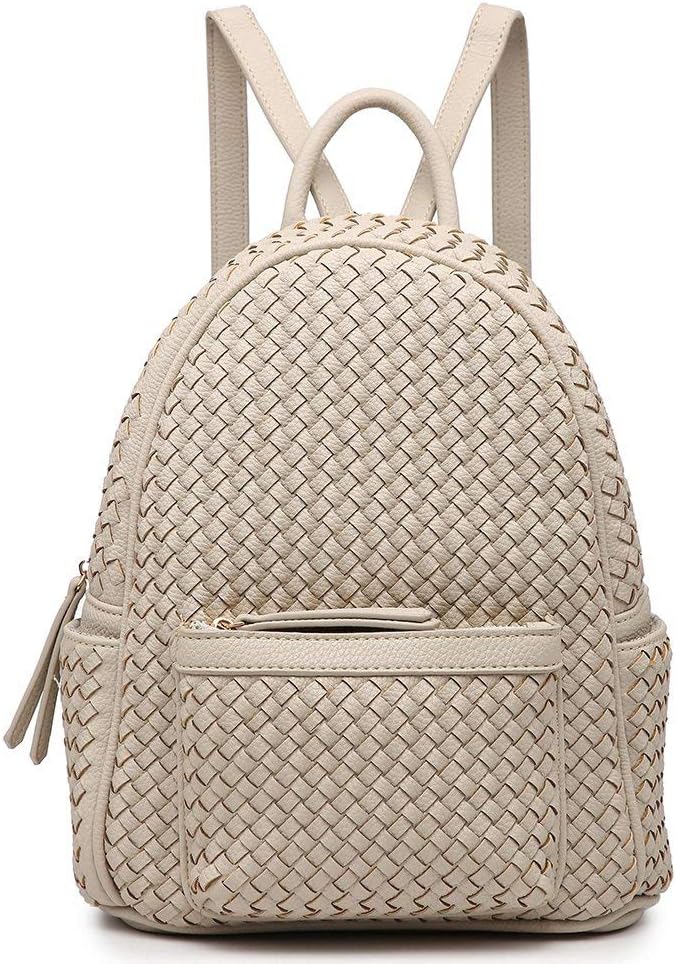 Mini Woven Backpack Purse for Women, Trendy Versatile Daypack, All-Match Fashion Bag,Spring Travel(Small Beige Woven)