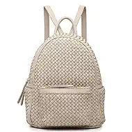 Mini Woven Backpack Purse for Women, Trendy Versatile Daypack, All-Match Fashion Bag,Spring Travel(Small Beige Woven)