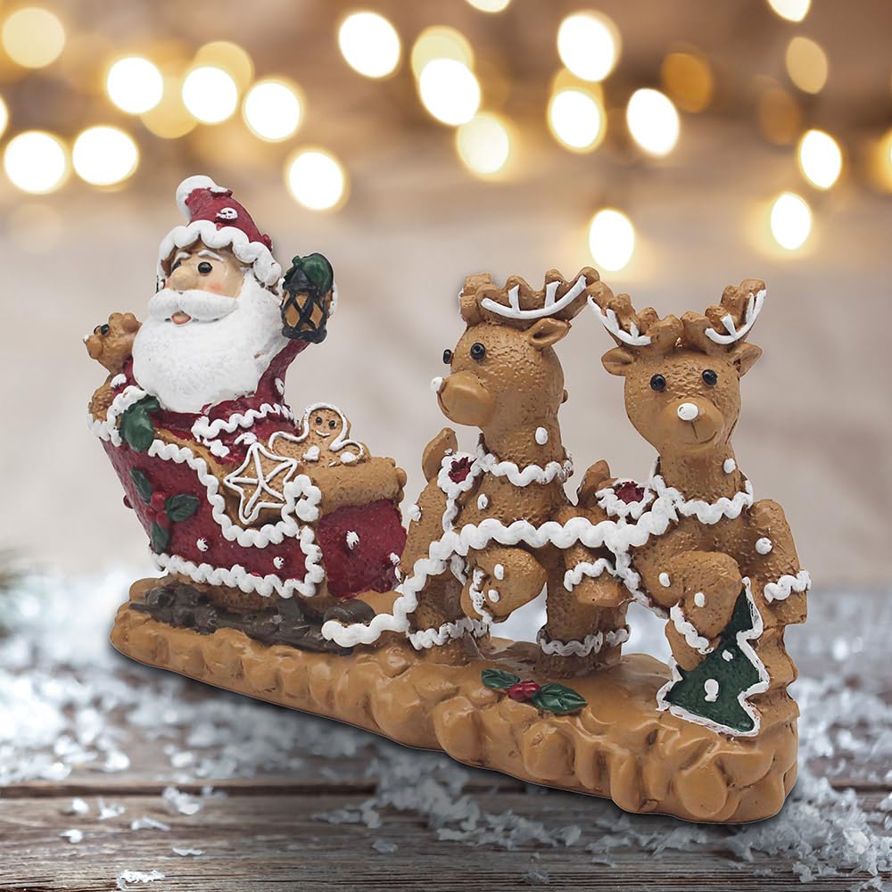 Figurines de renne Père Noël en pain d'épices Leonardo Collection pour déco de table