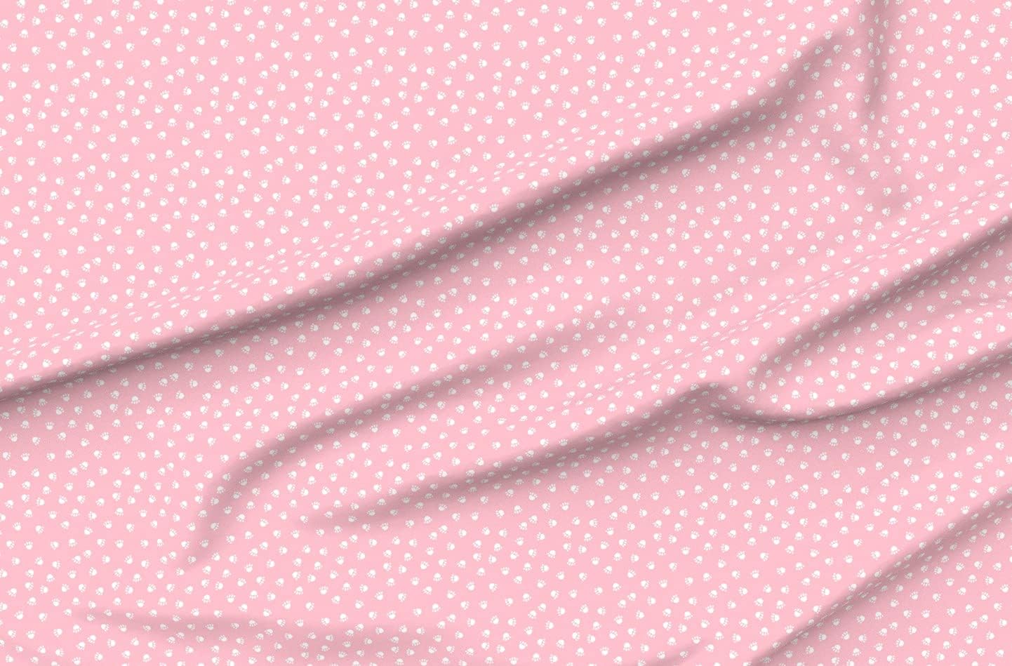 Spoonflower Fabric - Paw Print Valentines Coordinate Pink Paws Dogs Animal Girl Pet Printed on Petal Signature Cotton Fabric Fat Quarter - Sewing Quilting Apparel Crafts Decor