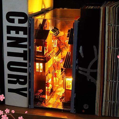 Miniatura 6 de Kit de bricolaje en miniatura para rincón de libros, casa de muñecas para estantería, decoración de callejón, kit de casas en miniatura de bricolaje